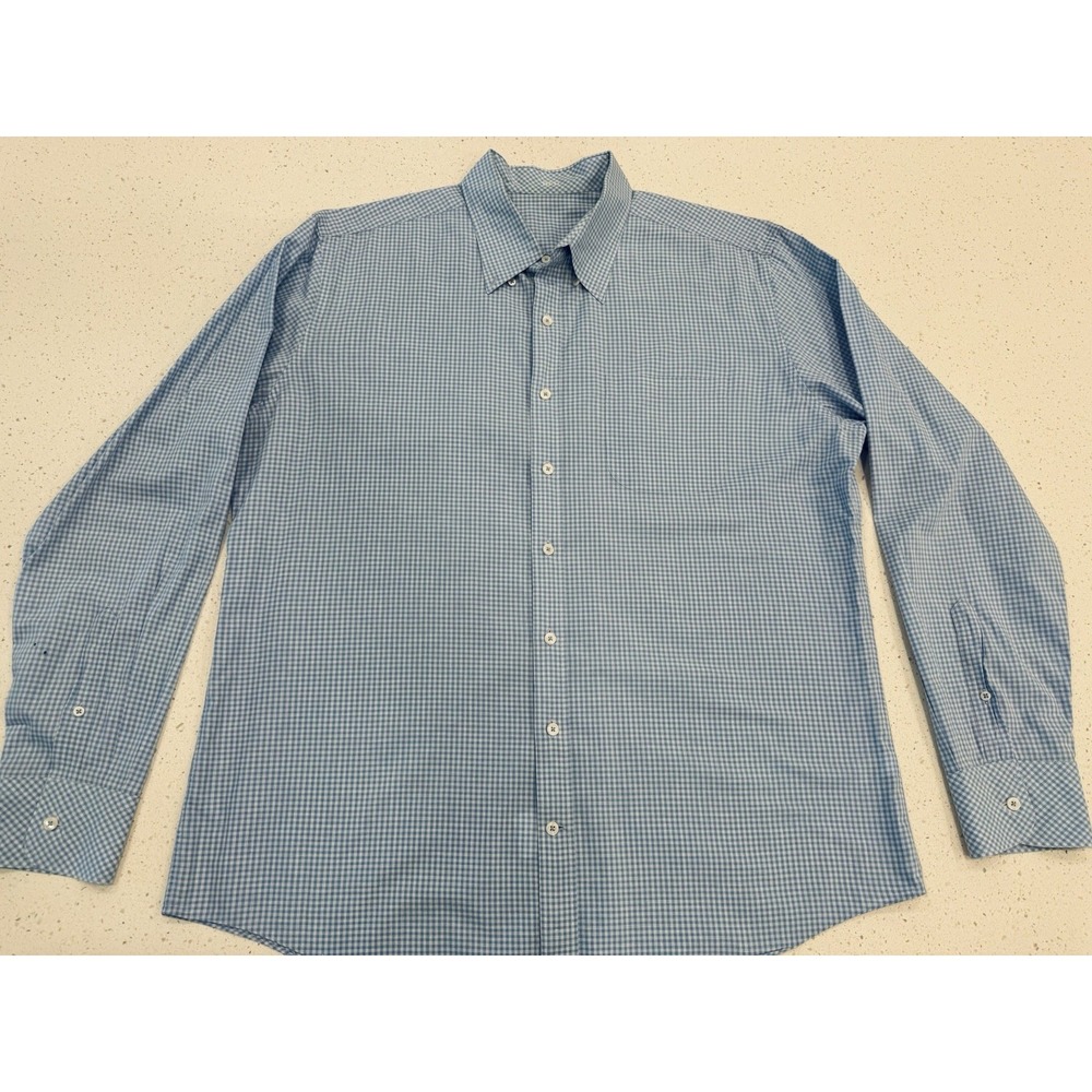 Men's Custom J Hilburn Baby Blue‎ Plaid Long Sleeve Button Up